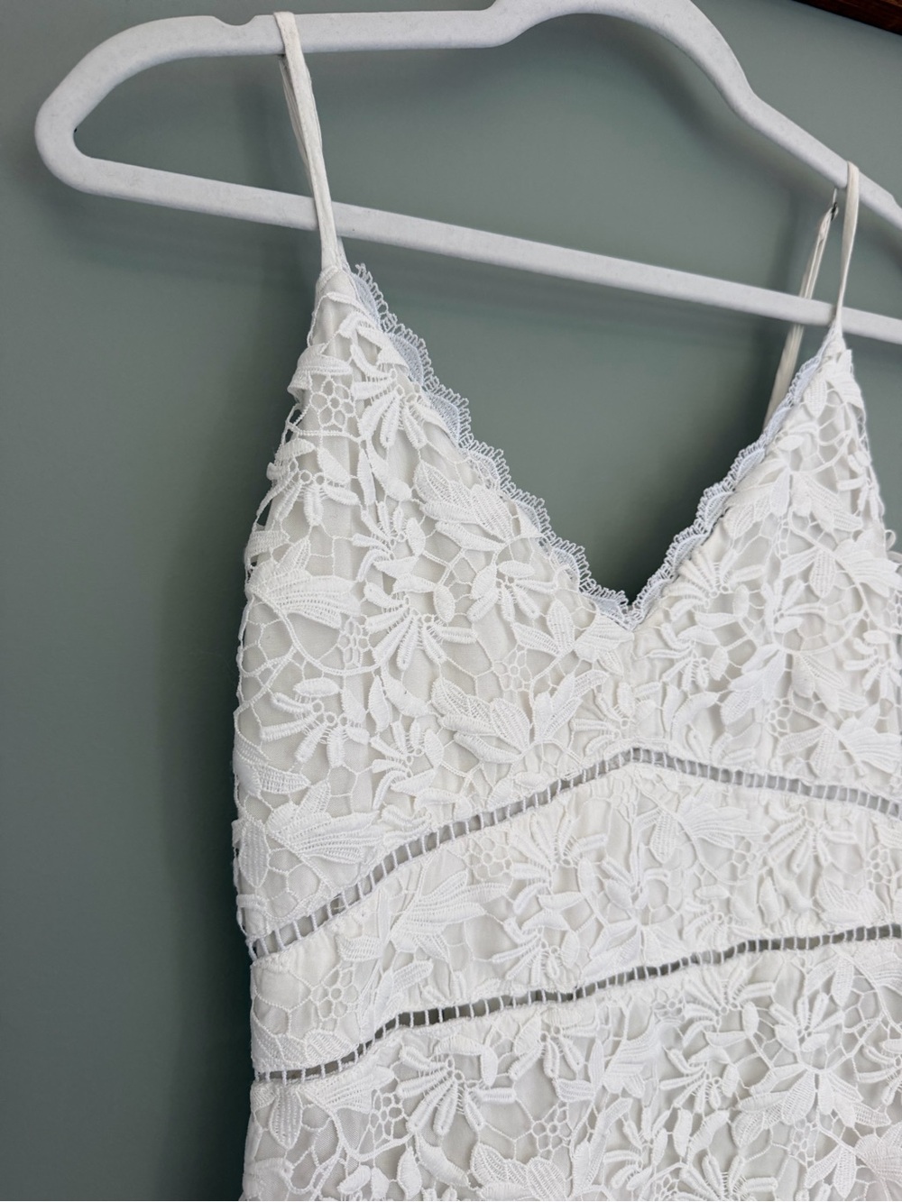Abercrombie & Fitch White Lace V-Neck Sleeveless Mini Dress Bridal Honeymoon - Picture 4 of 17